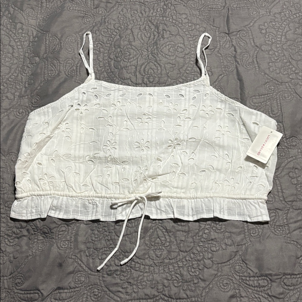 Women’s Cotton Straight-Neck Cutwork Tank Top — XL — NWT